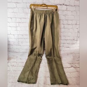 EVR VTG Y2K Silk Baggy Drawstring Pull On Olive Pants Large